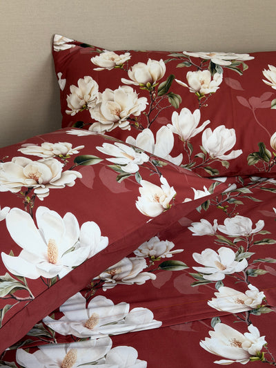 Parure Lenzuola Copriletto Raso 300TC FIORI SUL LETTO - LAVINIA 2.0 Letto Moreali Tessile Casa
