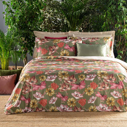 Completo Lenzuola Copriletto Raso 300TC Stampa Digitale Kalia Letto Reevèr Matrimoniale Lichene