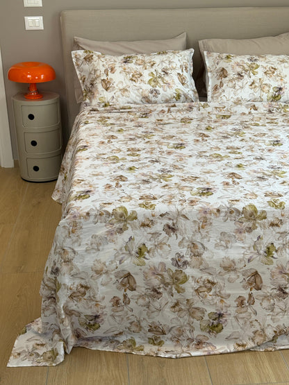 Completo Lenzuola Copriletto Raso Priscilla Letto Galizzi Matrimoniale Pietra