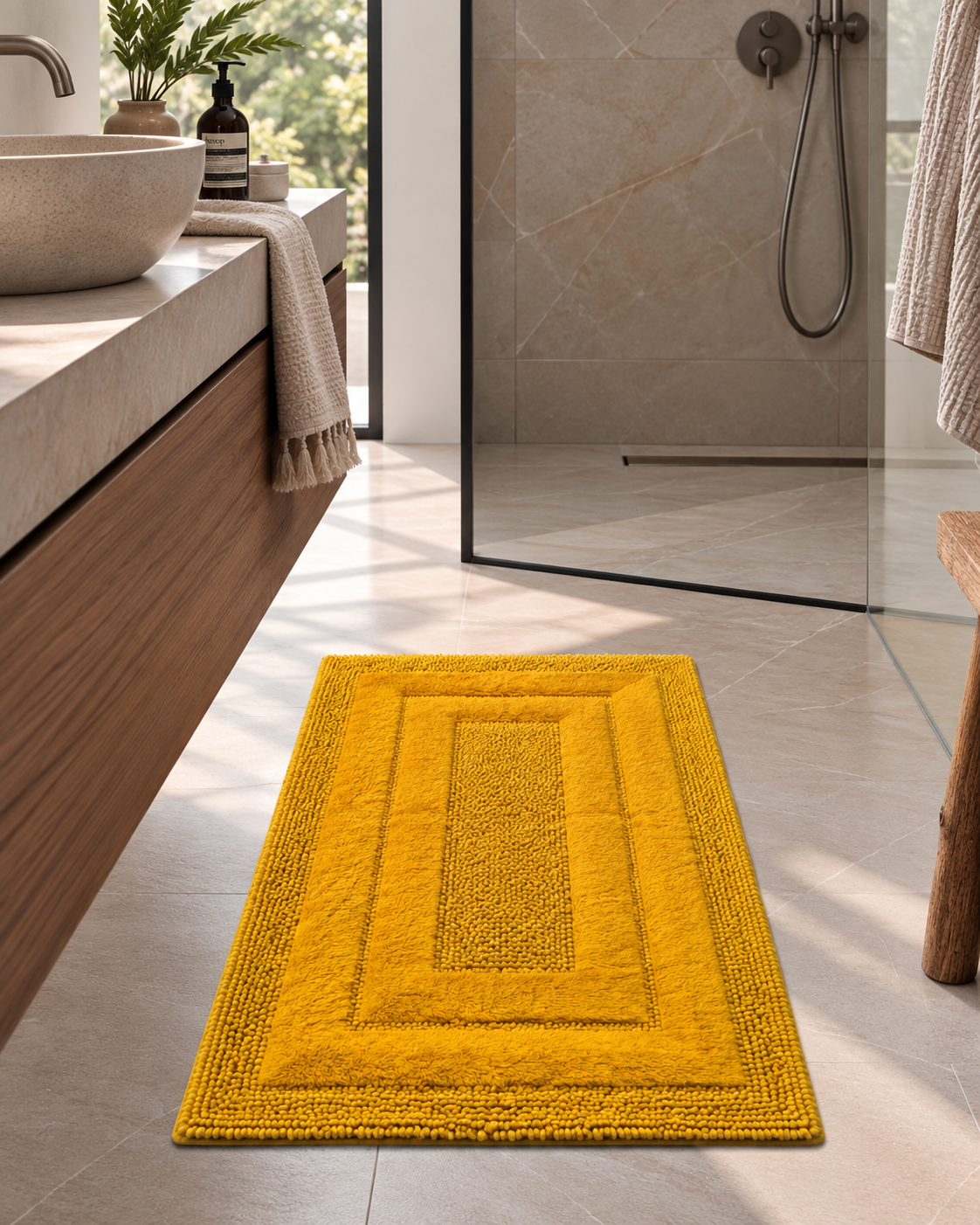 POPUP - Tappeto Bagno Tinta Unita BOURDON Bagno Home Philosophy 65 x 180 Giallo