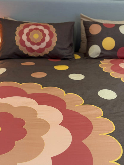 Parure Copripiumino Stampa Digitale BIG FLOWERS Letto Moreali Tessile Casa