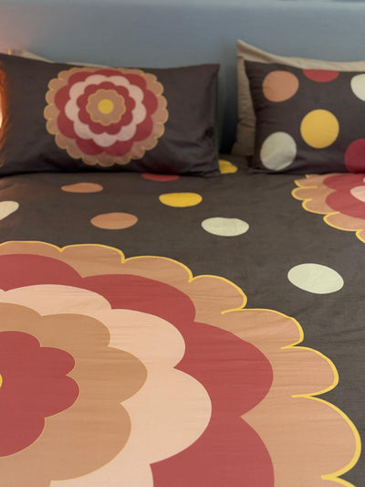 POPUP - Parure Copripiumino Stampa Digitale BIG FLOWERS Letto Moreali Tessile Casa