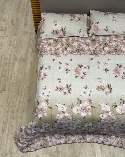 Trapunta Cotone Stampato Dania Letto Riviera 260 x 270 Beige Crema