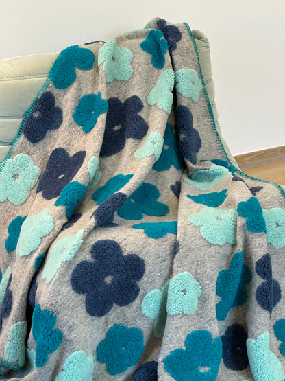 Plaid Lana Cotta Italiana POP ART FLOWERS Soggiorno Moreali Tessile Casa Plaid 150 x 170 Grigio