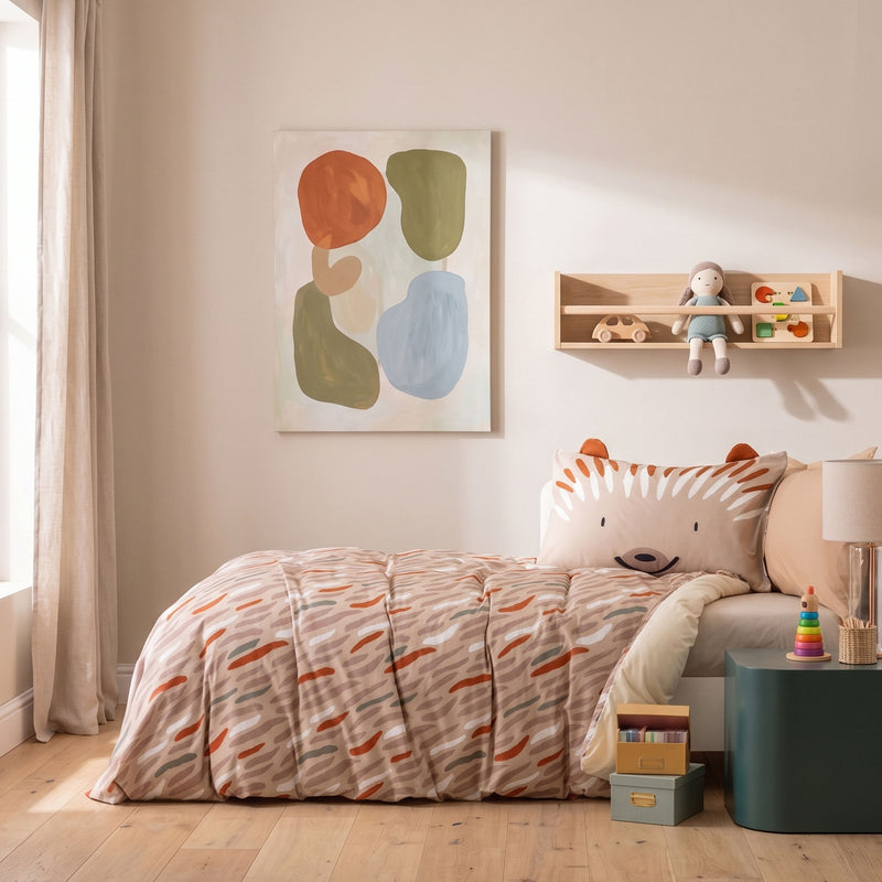 Parure Copripiumino KIDS Percalle Stampato Ciuffi Letto Riviera Singolo Deserto