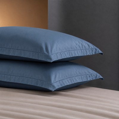Coppia Federe Cotone Madapolam PAINT Letto Riviera 50 x 80 Blu Denim