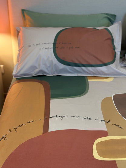 Parure Copripiumino Percalle Stampa Digitale INTRUSI D'AUTORE Letto Moreali Tessile Casa