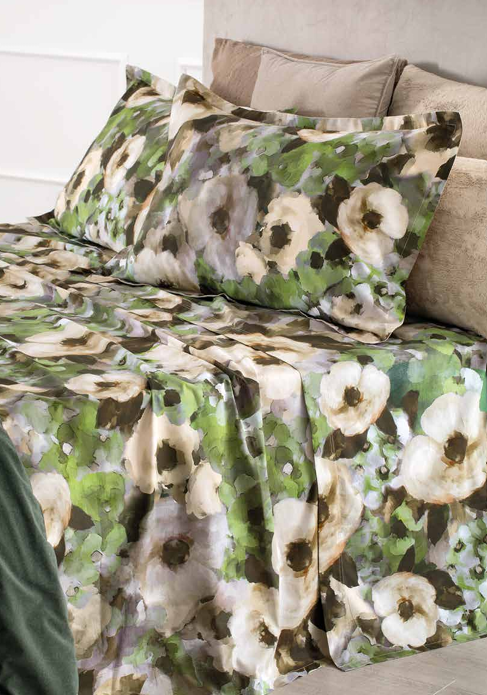 EIRA COMPL. LENZ. COPRILETTO PERCALLE STAMPA DIGITALE Letto Riviera Matrimoniale Verde