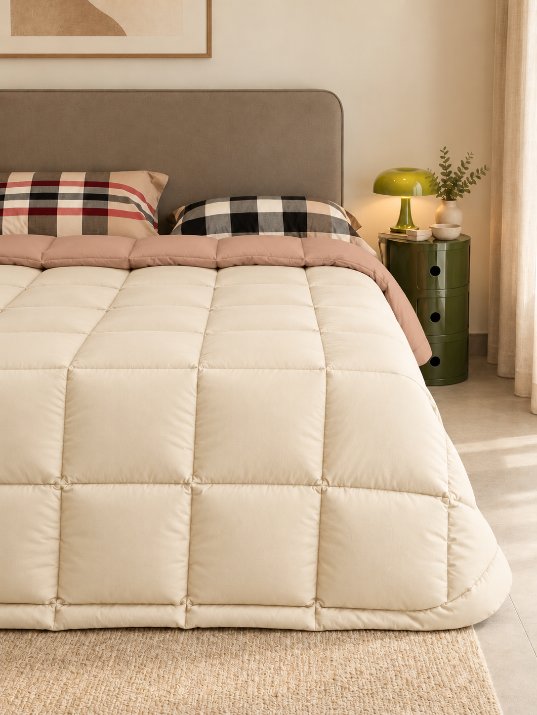 Trapunta Tinta Unita Double PIUMINO D'OCA Letto Cinelli Medio 220 g/mq Panna/Beige