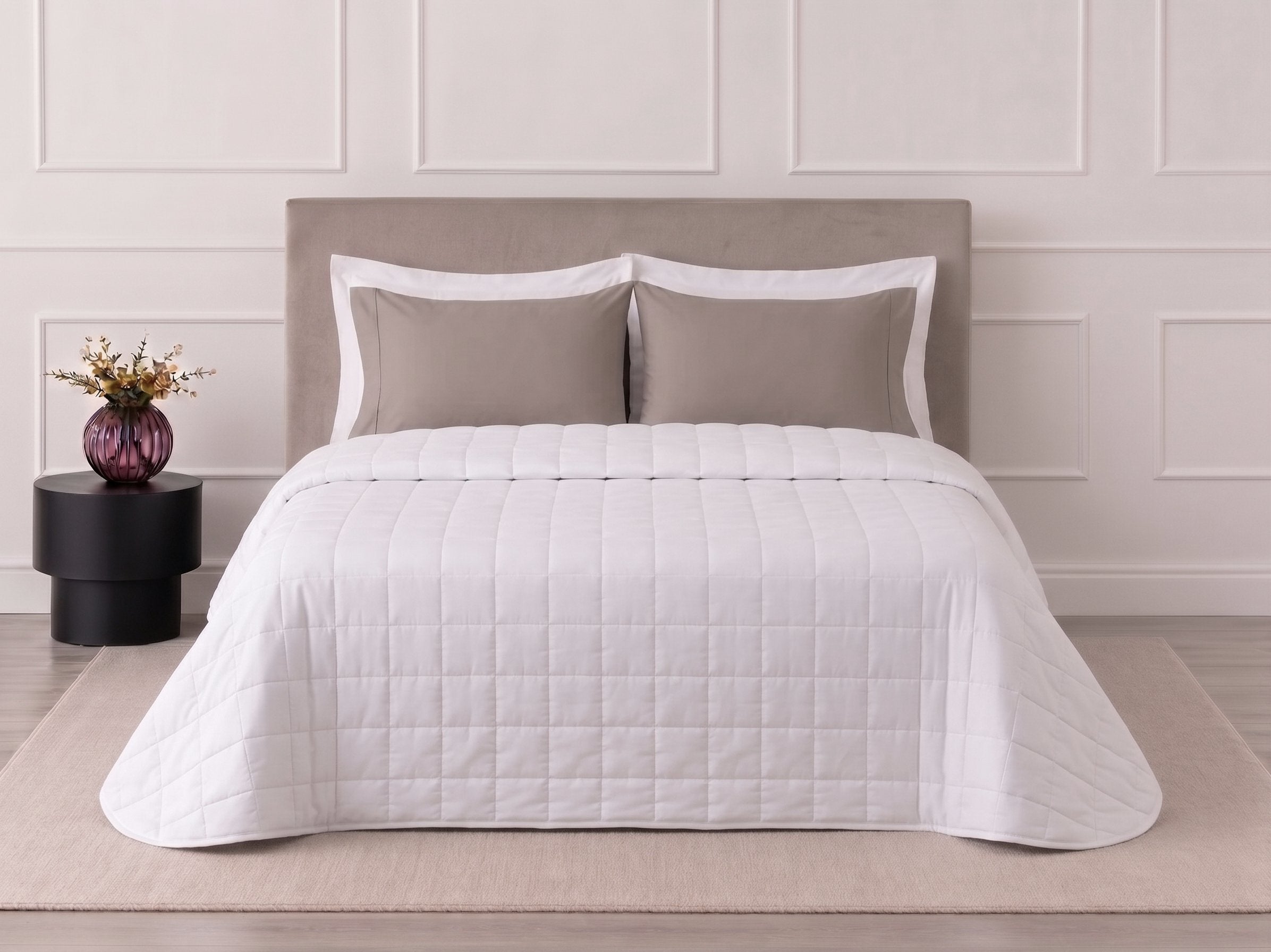 Trapuntino in Microfibra Bicolore PASSEPARTOUT Letto Riviera Matrimoniale 260 x 260 Bianco