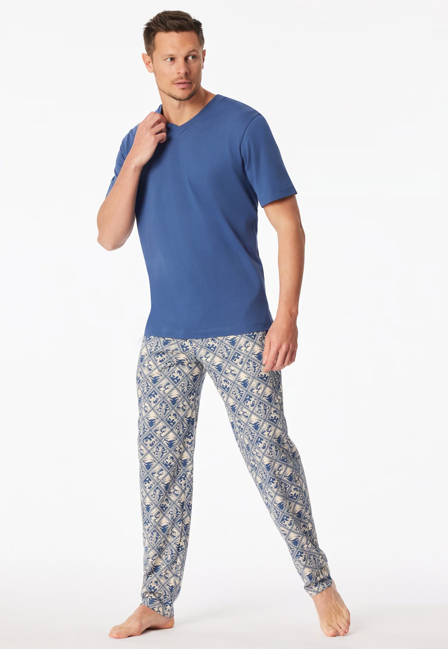 Maglietta Manica Corta Uomo Cotone Denim Abbigliamento Schiesser