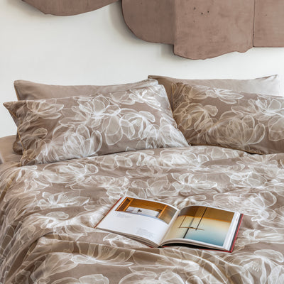 Parure Copripiumino Percalle Supersoft SERENA Letto Galizzi Matrimoniale Ecrù