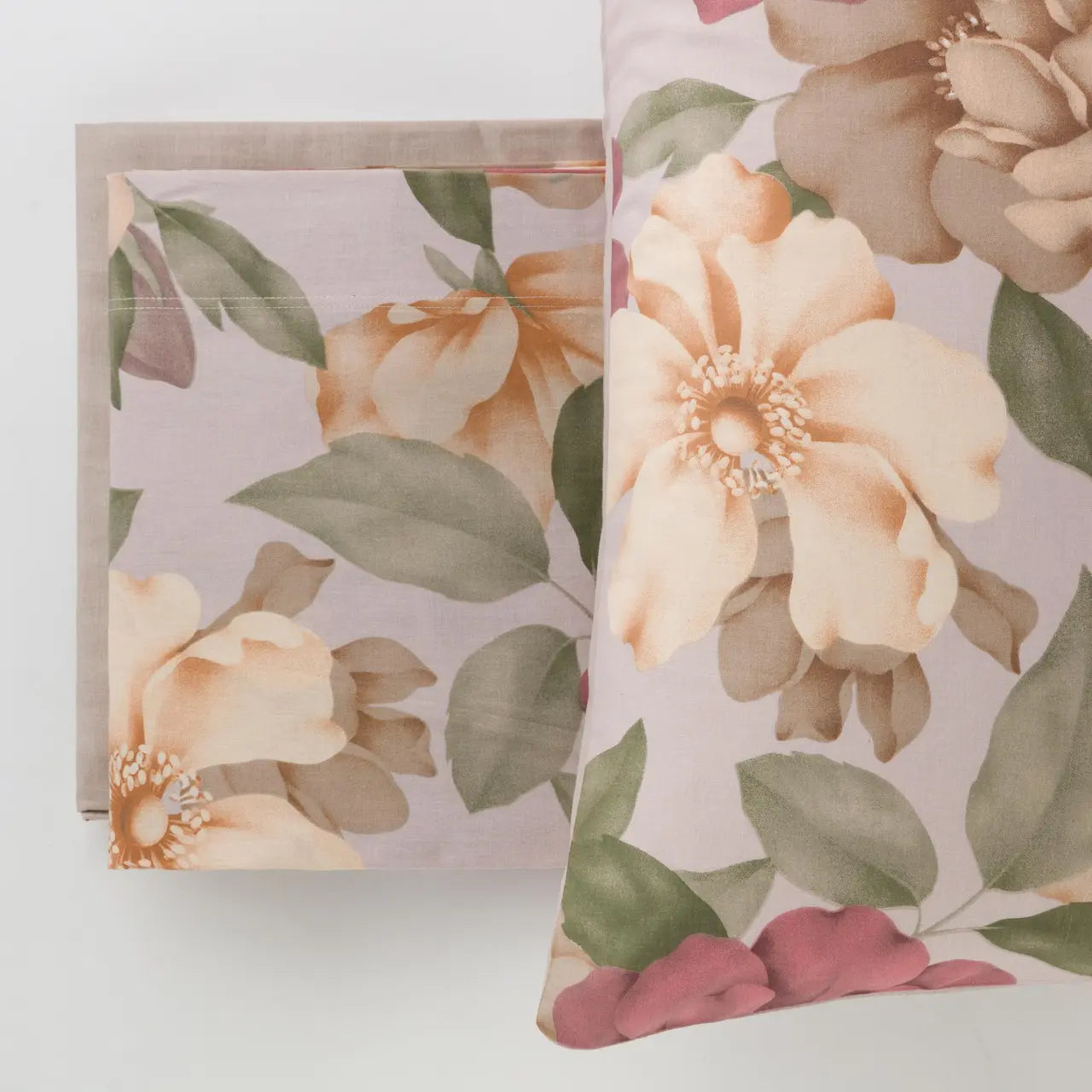 Completo Lenzuola Cotone Stampato Hoara Letto Riviera Matrimoniale Marron Glacè