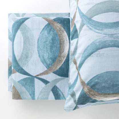 Completo Lenzuola Flanella Cotone Stampato Robert Letto Riviera Matrimoniale Azzurro