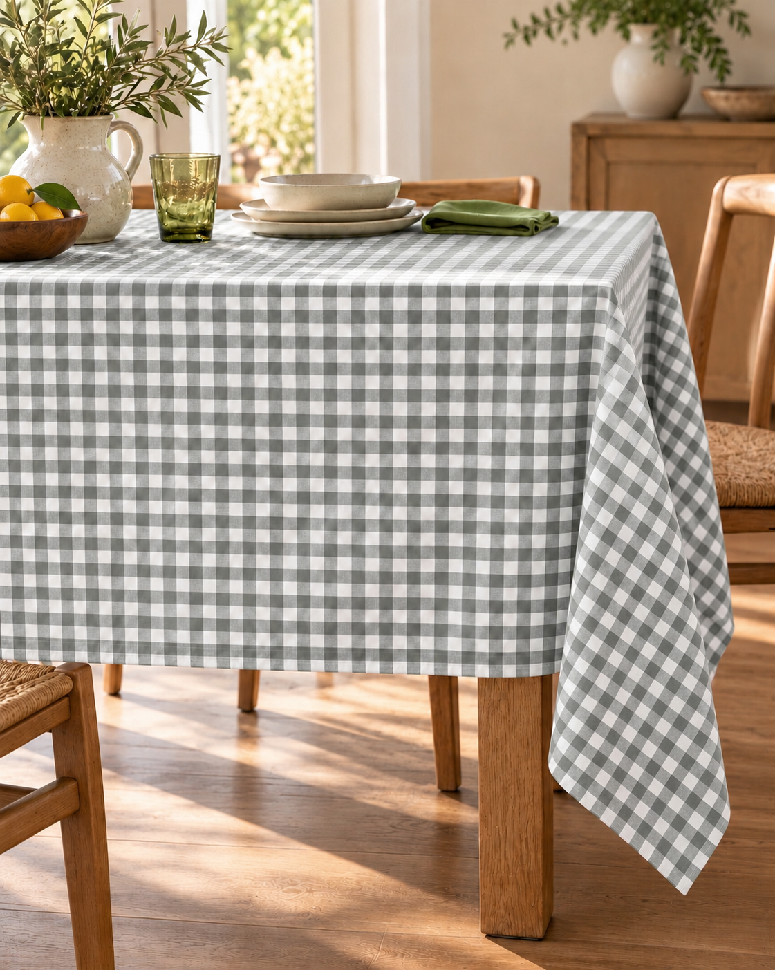Tovaglia Quadri Tinto Filo DELLA NONNA Cucina Moreali Tessile Casa 140 x 180 Grigio Perla v.06