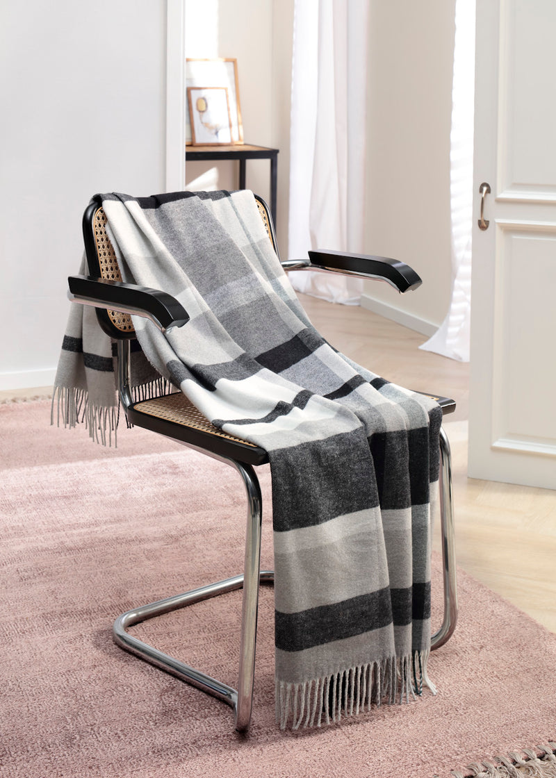 Plaid Sfrangiato Harmony Grey Made in Italy Soggiorno Borbo 130 x 170 Grigio