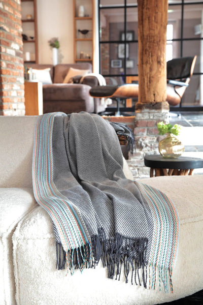 Plaid Sfrangiato Essence Grey Made in Italy Soggiorno Borbo 140 x 190 Grigio