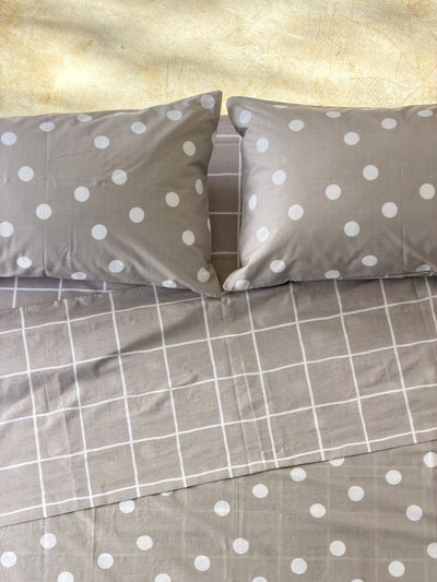Completo Lenzuola Copriletto Pois-Quadri EASY Letto Moreali Tessile Casa