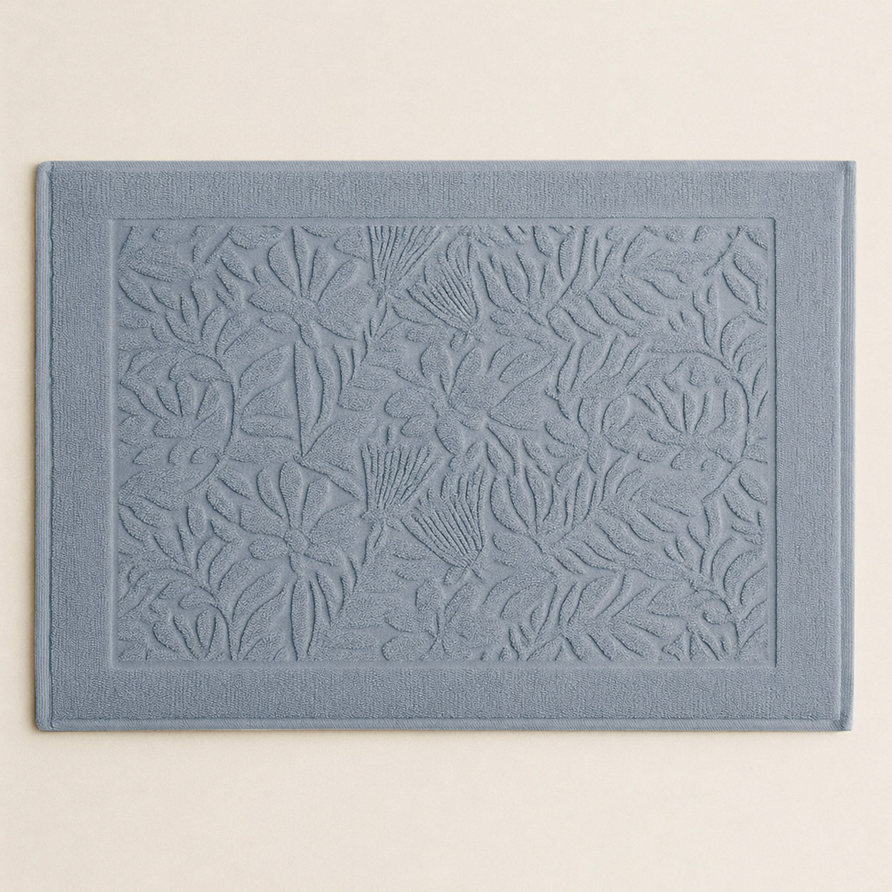 Tappeto Jacquard Tinto Capo FLOWERS Bagno Moreali Tessile Casa 60 x 90 Azzurro Polvere