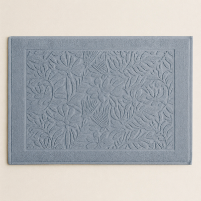 Tappeto Jacquard Tinto Capo FLOWERS Bagno Moreali Tessile Casa 60 x 90 Azzurro Polvere