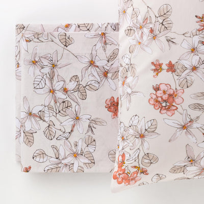 Completo Lenzuola Cotone Stampato Zoe Letto Riviera Matrimoniale Beige