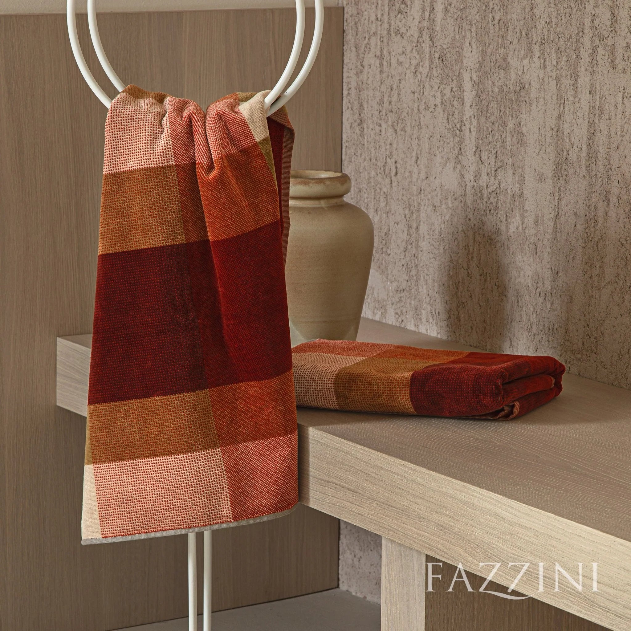 Set Asciugamani Velour Cromatismi Bagno Fazzini 60 x 110 / 40 x 60 Burgundy - Zucca