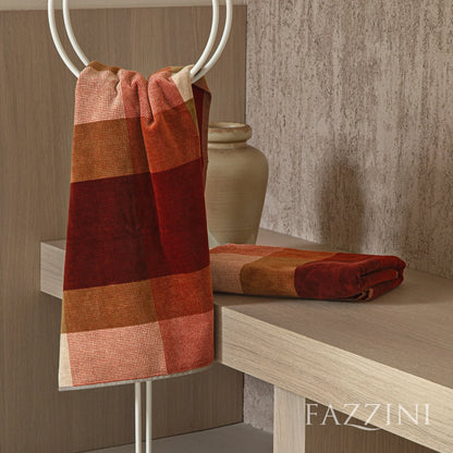 Set Asciugamani Velour Cromatismi Bagno Fazzini 60 x 110 / 40 x 60 Burgundy - Zucca