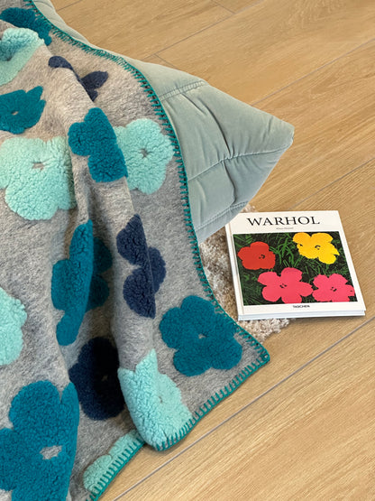 Plaid Lana Cotta Italiana POP ART FLOWERS Soggiorno Moreali Tessile Casa