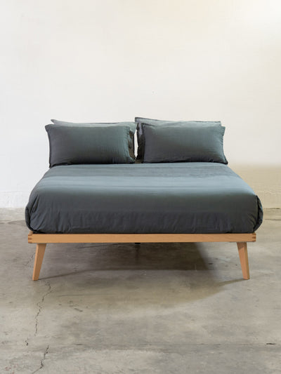 POPUP Parure Copripiumino No-Stiro Lino/Cotone NIRANO Letto Moreali Tessile Casa Singolo Antracite