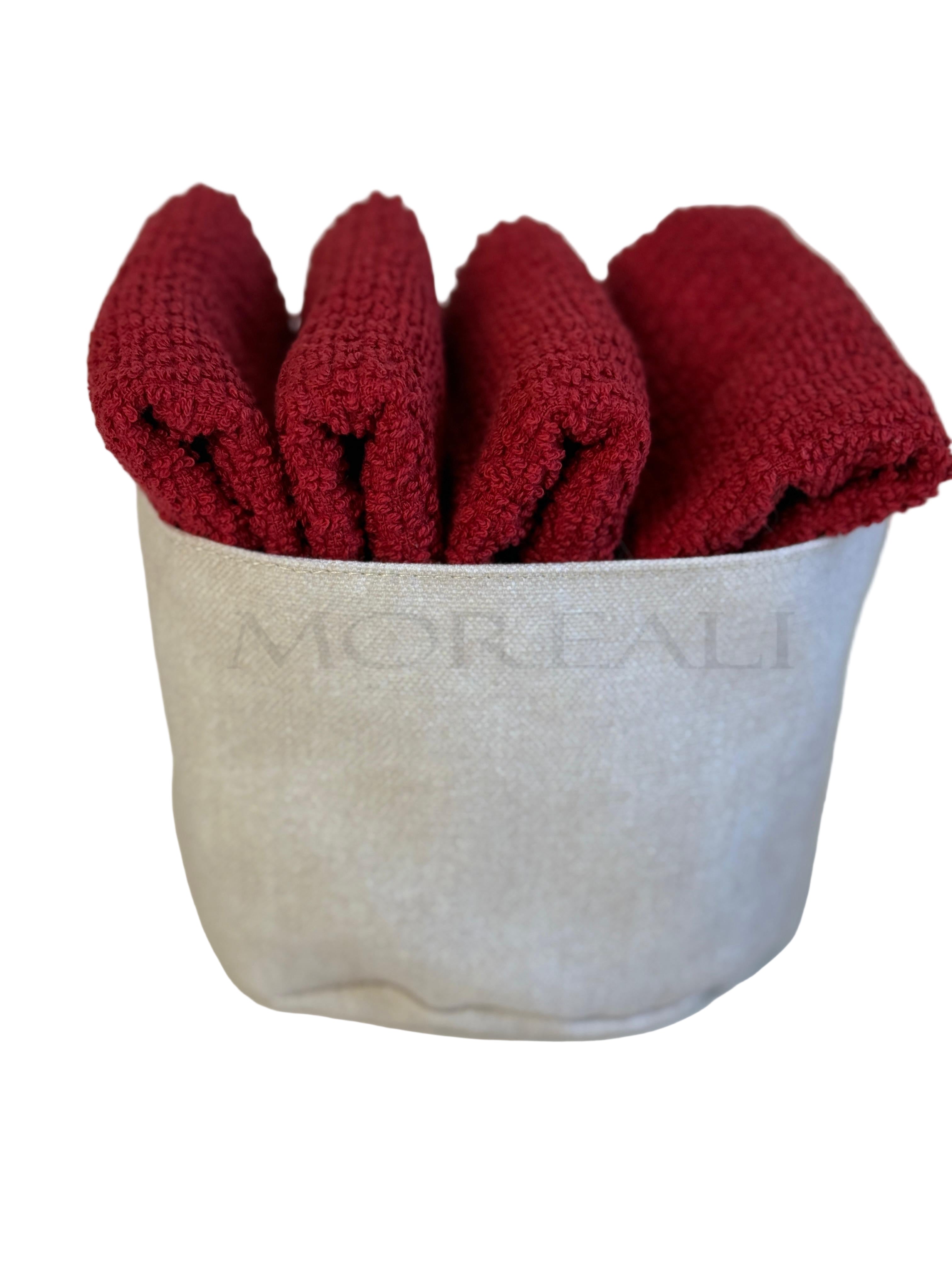 Set 4 Lavette + Cestino PEPE Bagno Maison Sucrée 30 x 30 Rosso var.19