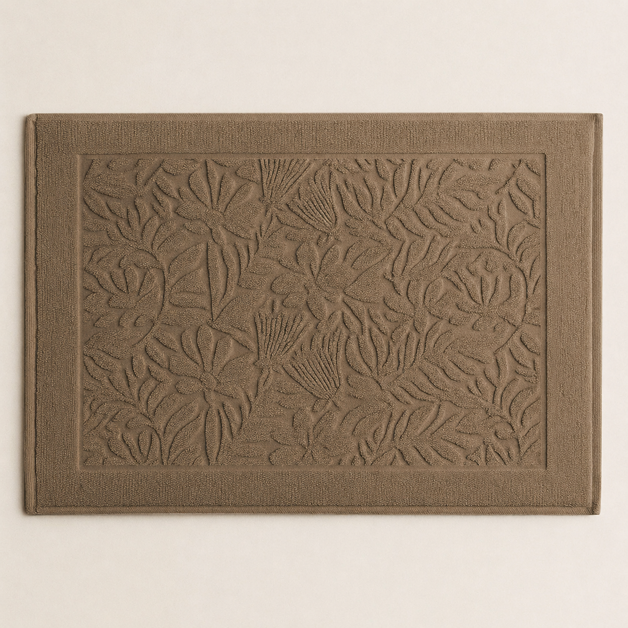 Tappeto Jacquard Tinto Capo FLOWERS Bagno Moreali Tessile Casa 60 x 90 Tortora