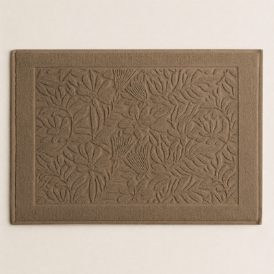 Tappeto Jacquard Tinto Capo FLOWERS Bagno Moreali Tessile Casa 60 x 90 Tortora