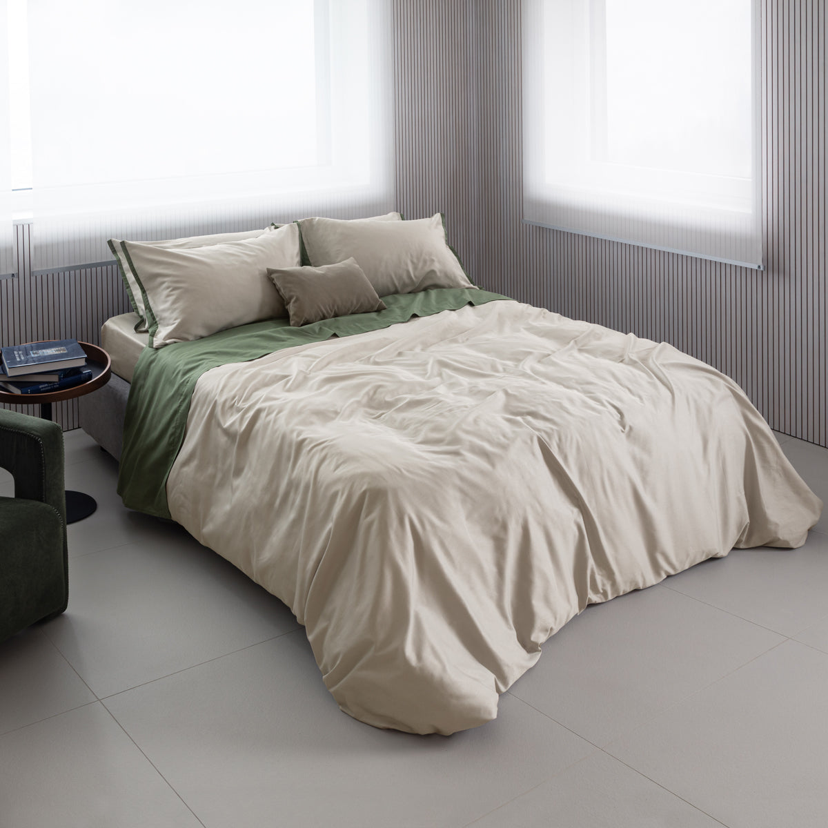 Parure Copripiumino CALDO COTONE BICOLORE Letto Cogal