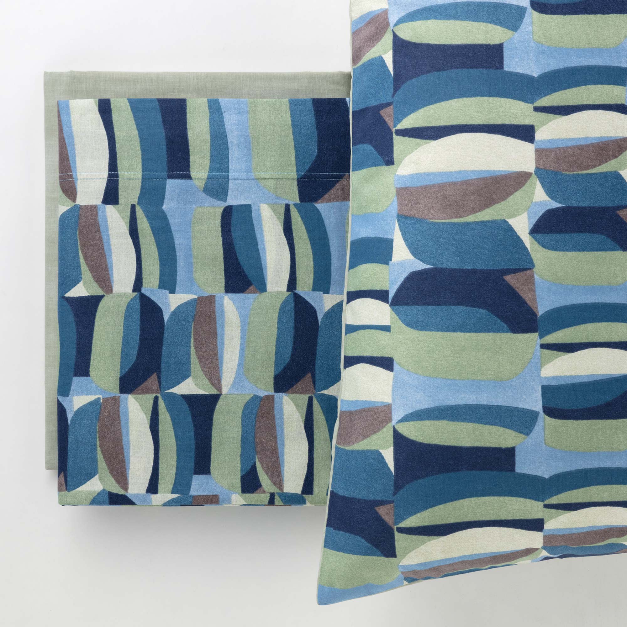 Parure Copripiumino Cotone Stampato Gin Letto Riviera Matrimoniale Azzurro Cielo