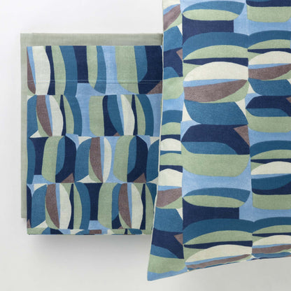Parure Copripiumino Cotone Stampato Gin Letto Riviera Matrimoniale Azzurro Cielo