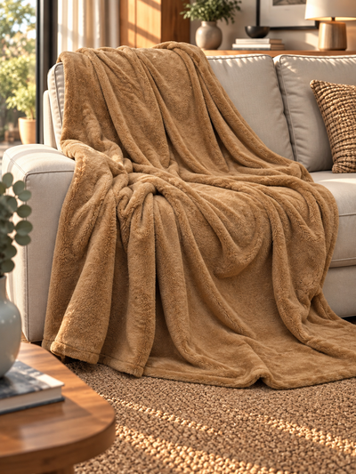 Plaid Extra Soft COCCOLA Soggiorno Moreali Tessile Casa Plaid 150 x 180 Caramello P749