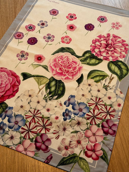 Canovaccio Panama di Cotone Stampa Digitale Cucina TagHouse 55 x 80 cm Fiori/Grigio