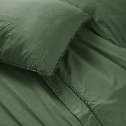 Parure Lenzuola No-Stiro PONPON Letto Moreali Tessile Casa Matrimoniale Verde