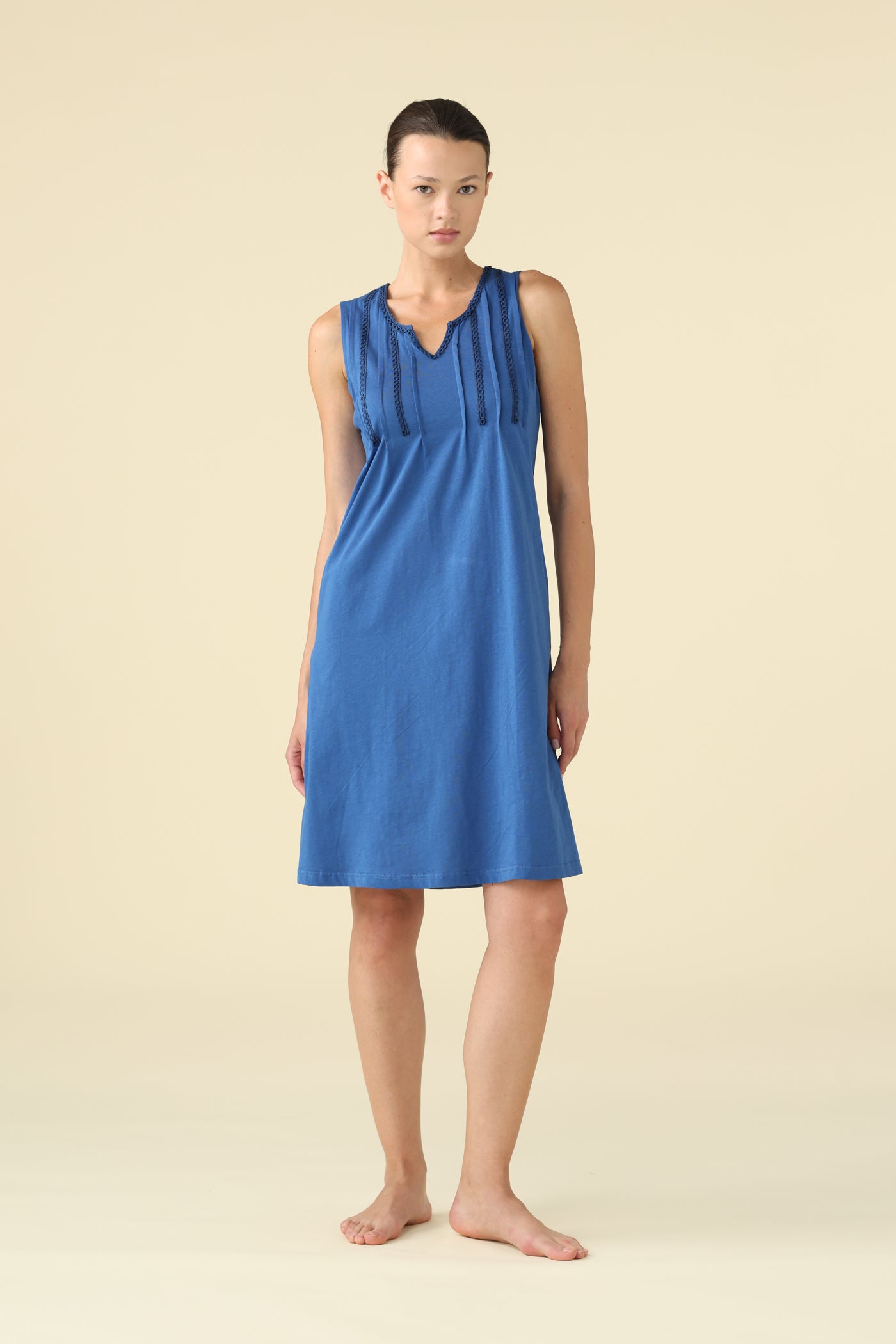 Abitino Donna Corto Cotone Floret Abbigliamento Moreali Tessile Casa XS Blu