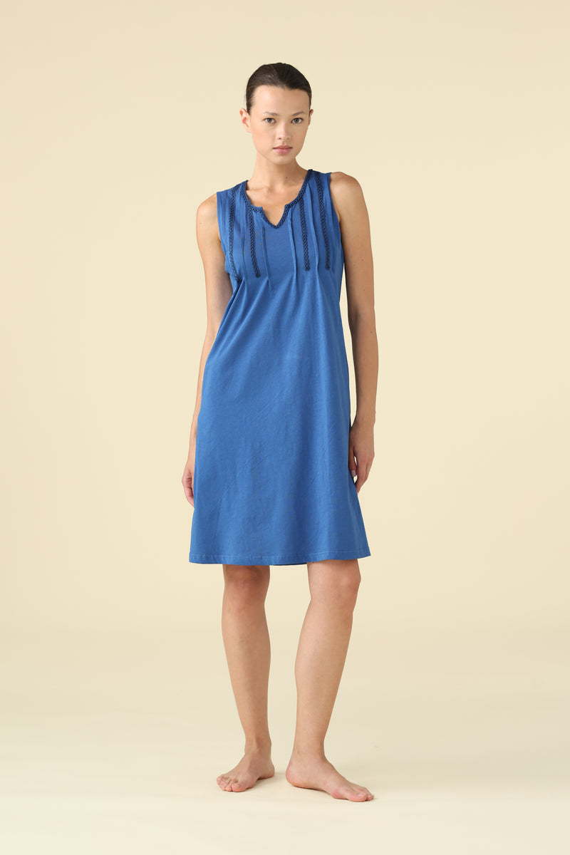 Abitino Donna Corto Cotone Floret Abbigliamento Moreali Tessile Casa XS Blu