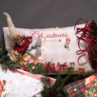 Coppia di Federe Madapolam Natalizie Letto Riviera