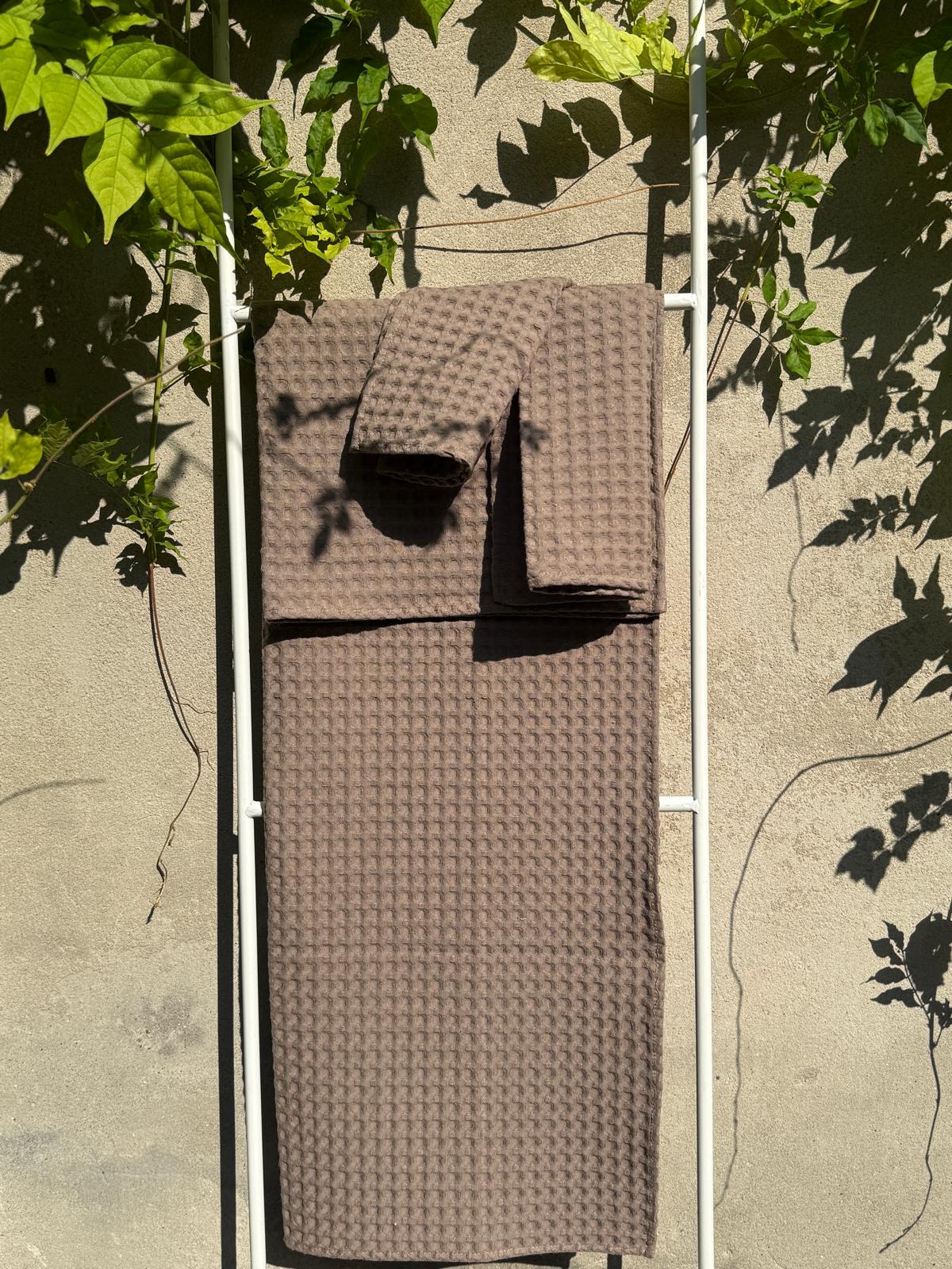 Set Asciugamani APONE Bagno Moreali Tessile Casa 60 x 110 / 40 x 60 Taupe