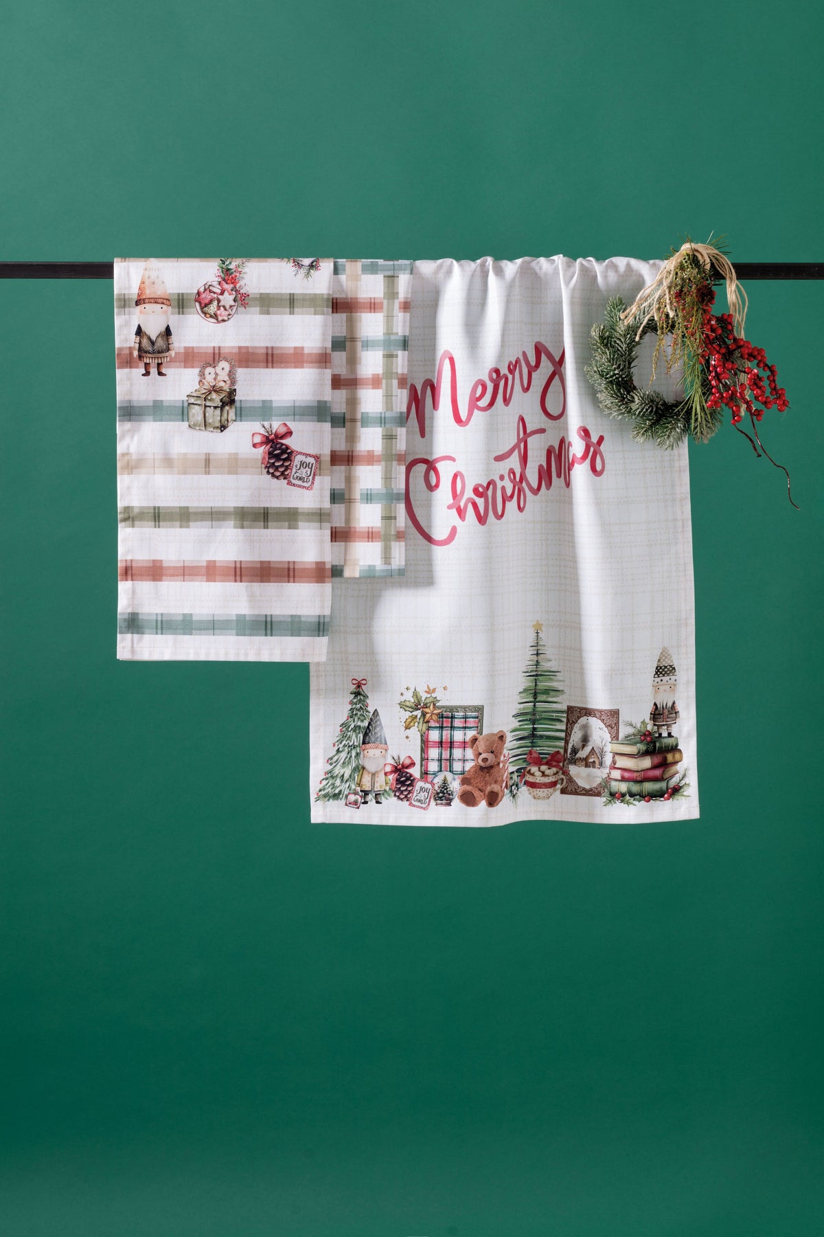 Set 3 Canovacci Twill di Cotone CADEAU Cucina Moreali Tessile Casa 50 x 70 cm Natalizio