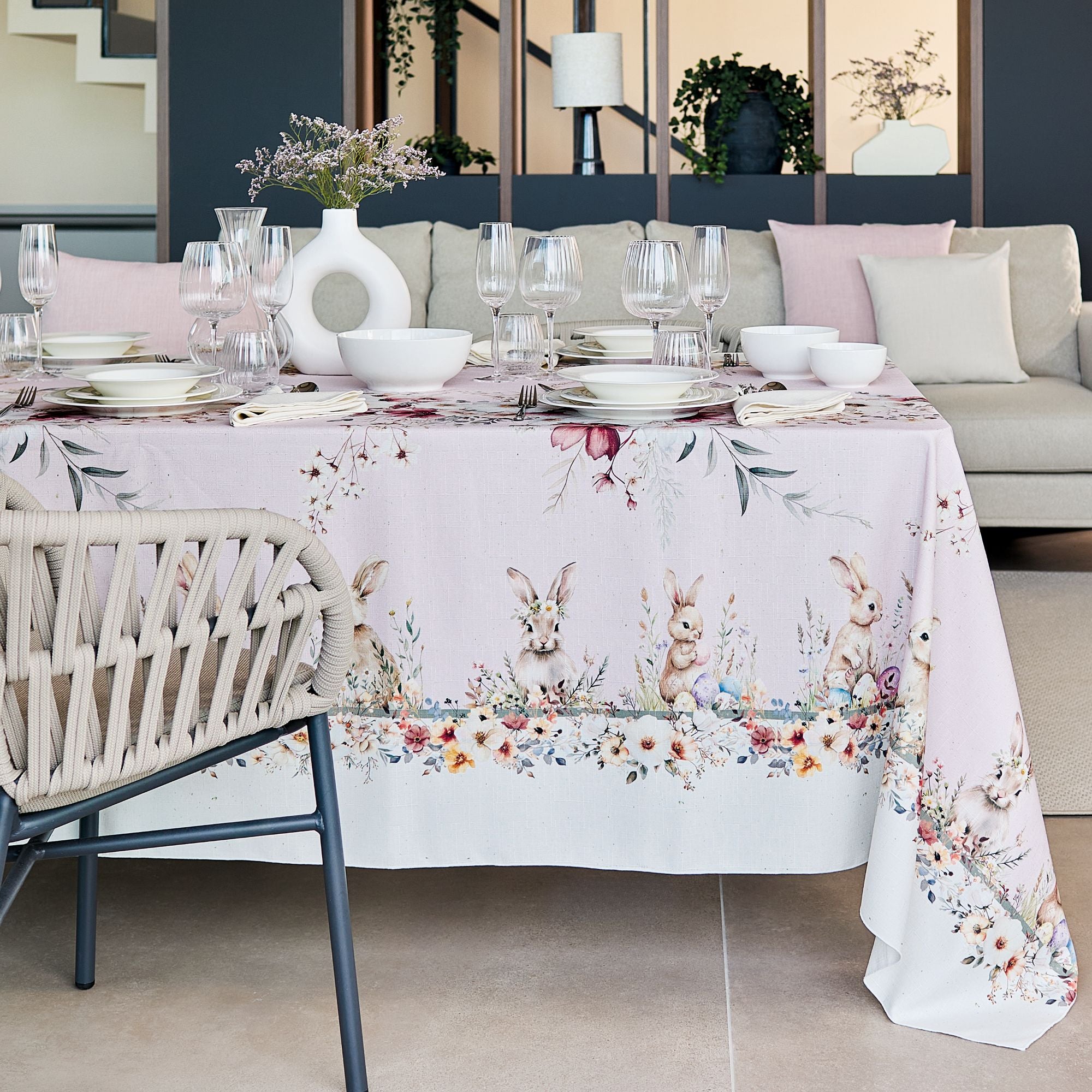 Tovaglia Antimacchia Morbida Stampata DOMENICA Cucina Maison Sucrée Quadrata 4 Posti 155x155 Multicolor