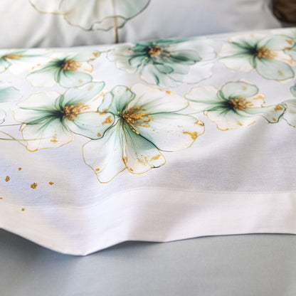 Parure Copripiumino Flower Power 2535 Letto Cogal Matrimoniale Azzurro Polvere