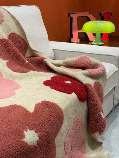 Plaid Lana Cotta Italiana POP ART FLOWERS Soggiorno Moreali Tessile Casa