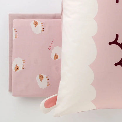 Completo Lenzuola KIDS Percalle Stampato Nina Letto Riviera Piazza e Mezzo Rosa