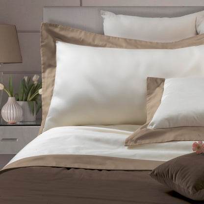 Parure Lenzuola Bordo Raso Luxury Letto Moreali Tessile Casa Matrimoniale Tortora