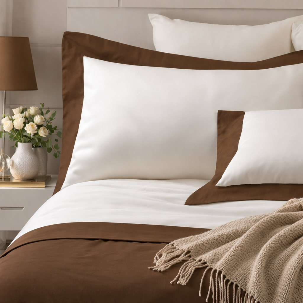 Parure Lenzuola Bordo Raso Luxury Letto Moreali Tessile Casa Matrimoniale Cioccolato