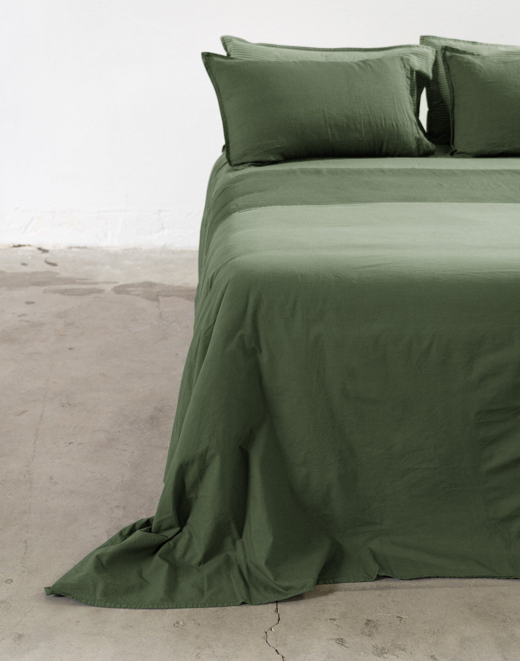 Parure Copripiumino No-Stiro Lino/Cotone NIRANO Letto Moreali Tessile Casa Matrimoniale Verde